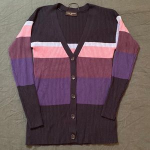 Stripe Button Up Ribbed Cardigan 14 16 Lane Bryant